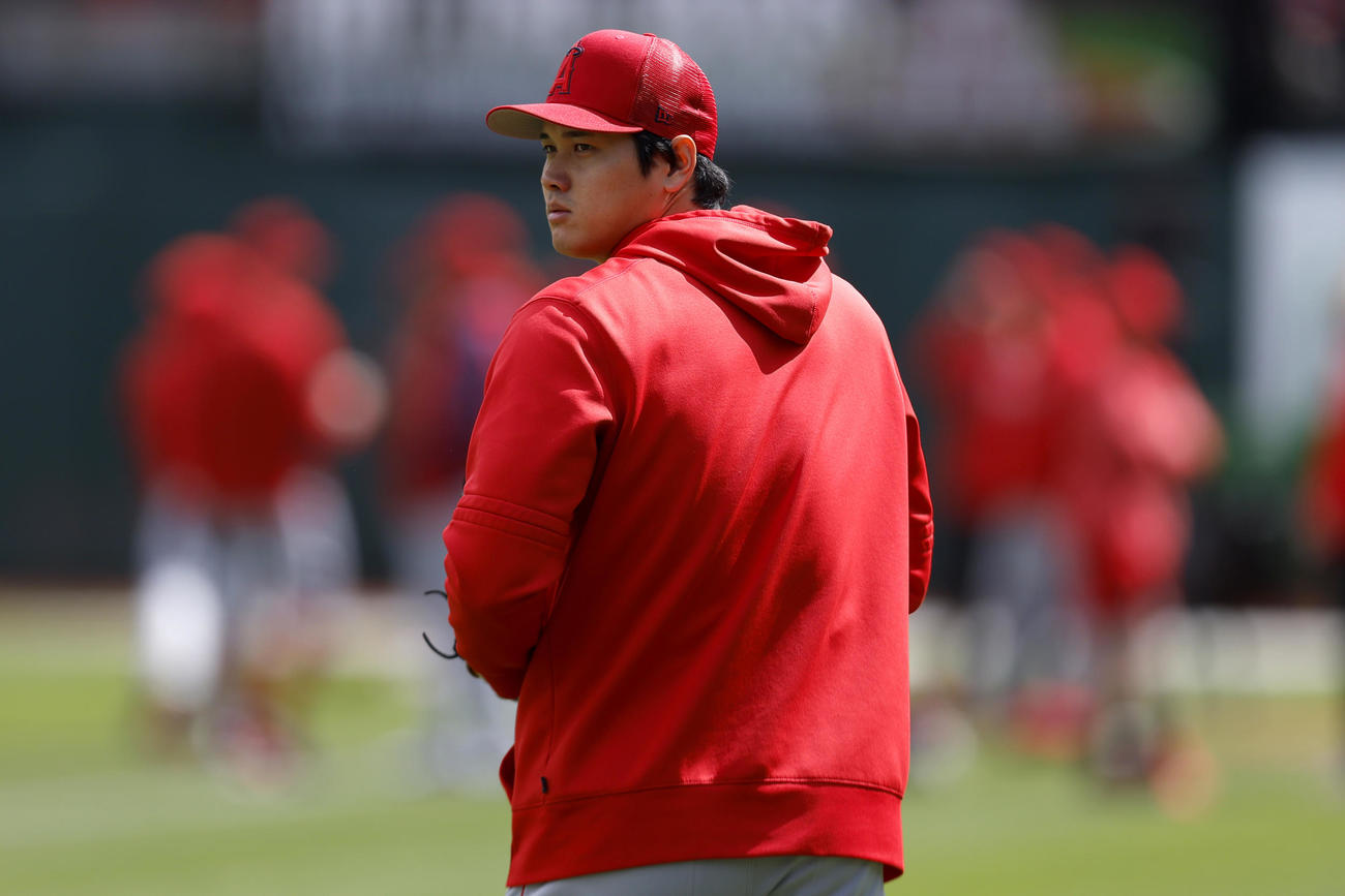 試合前の大谷翔平（AP）