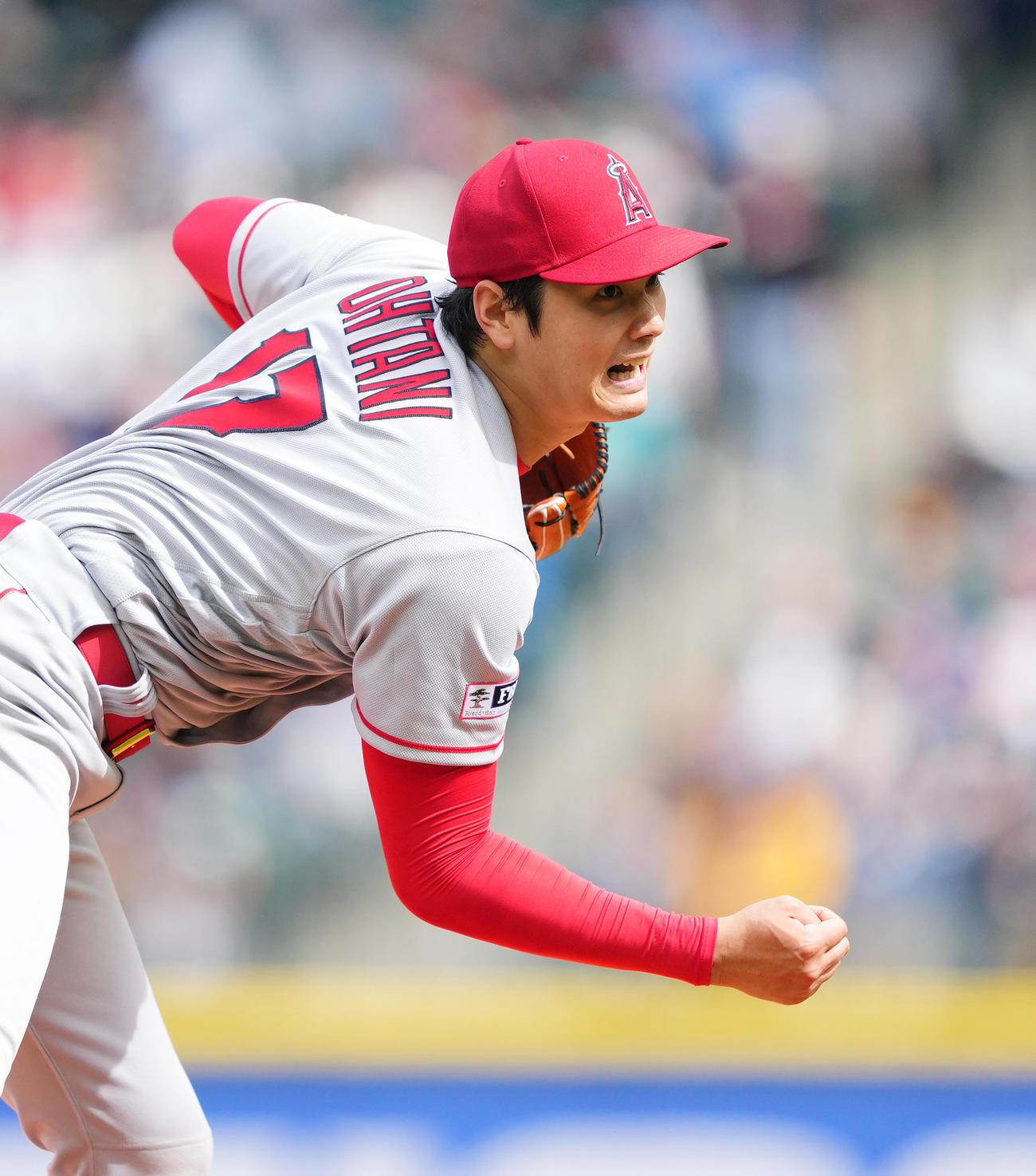 マリナーズ対エンゼルス　先発し力投するエンゼルス大谷（撮影・菅敏）