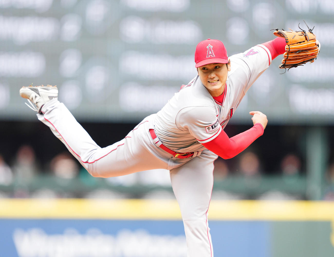 マリナーズ対エンゼルス　先発し力投するエンゼルス大谷（撮影・菅敏）