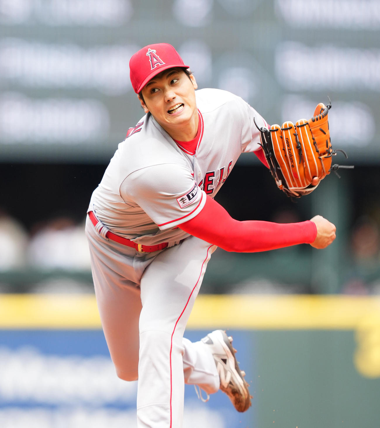 マリナーズ対エンゼルス　先発し力投するエンゼルス大谷（撮影・菅敏）