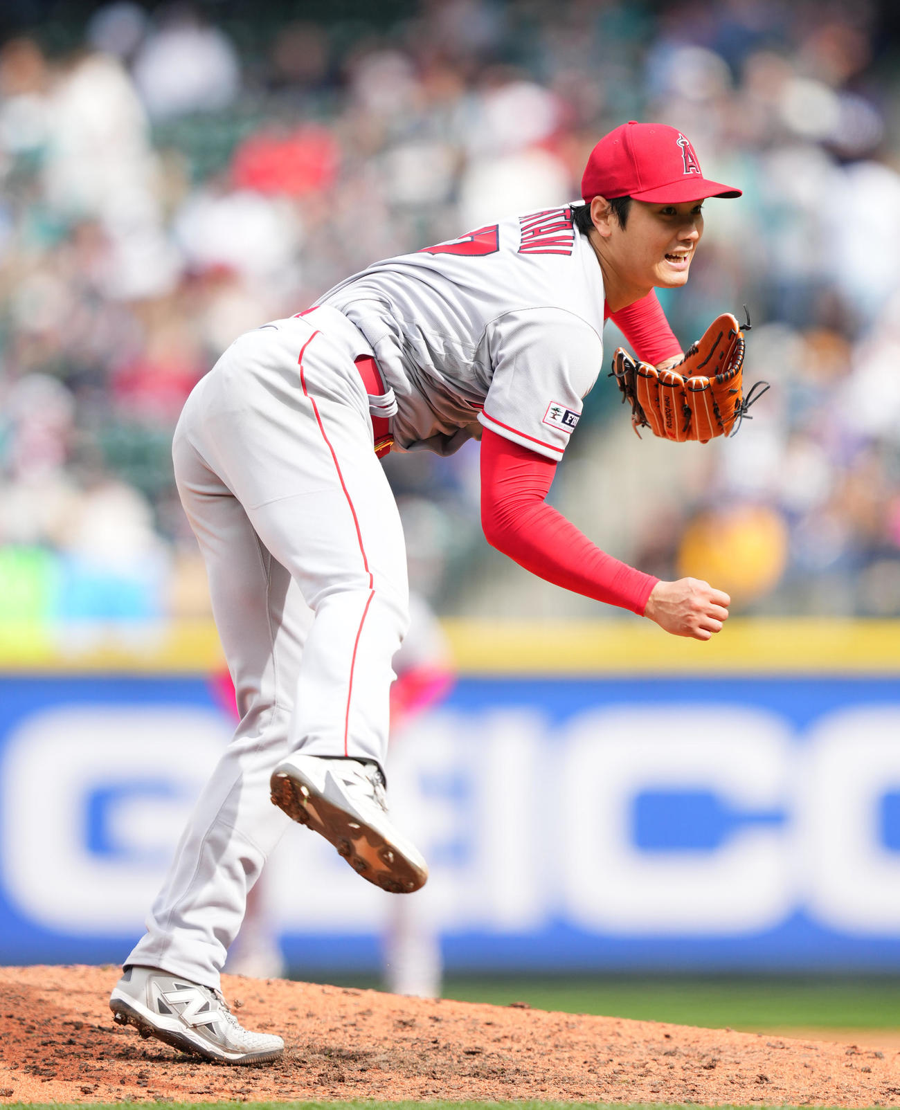 マリナーズ戦に先発し、6回を3安打1失点に抑え今季初勝利を挙げたエンゼルス大谷（撮影・菅敏）