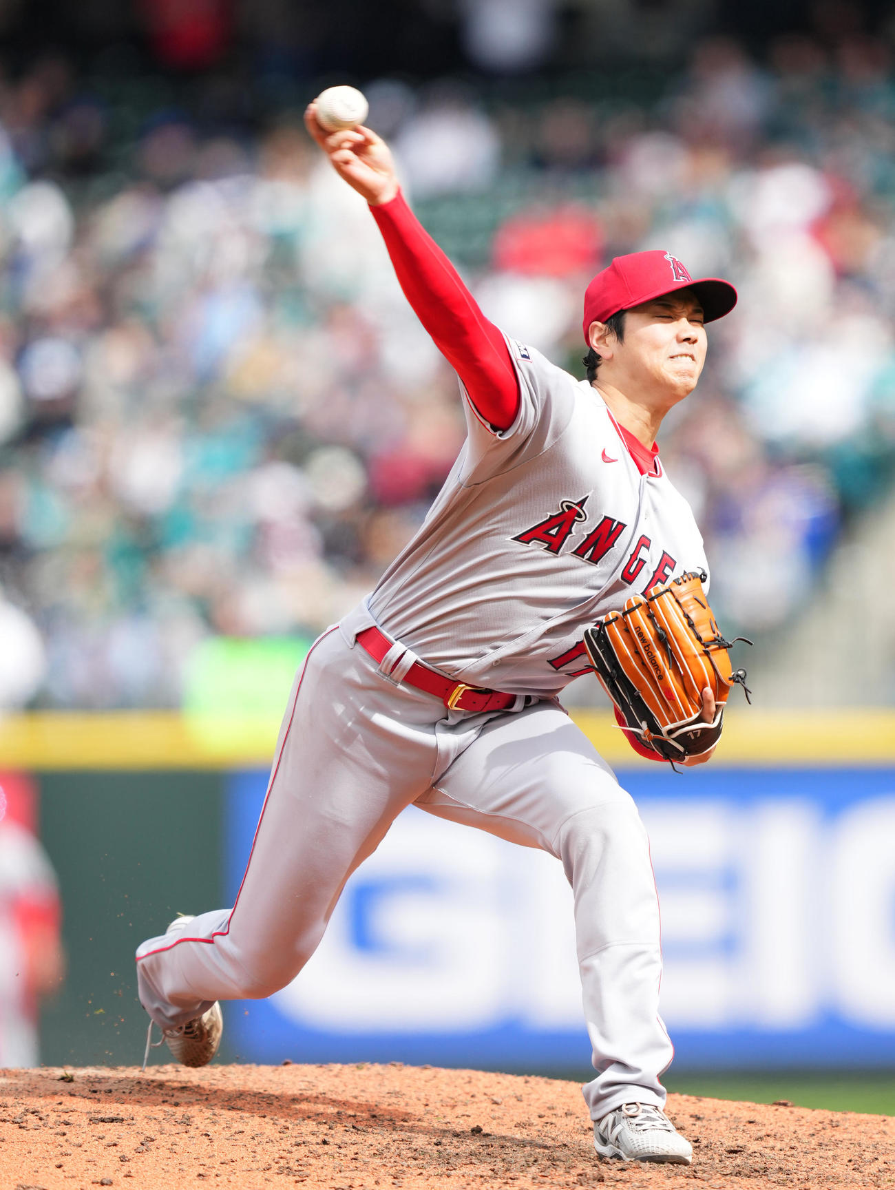 23年4月5日、マリナーズ戦に先発し、6回を3安打1失点に抑え今季初勝利を挙げたエンゼルス大谷翔平