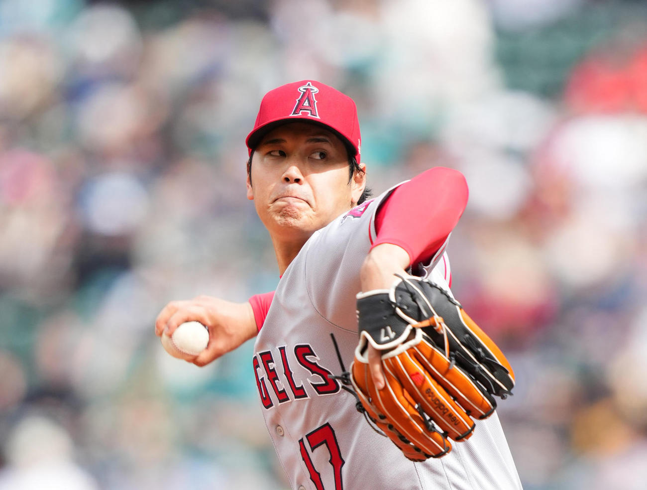23年4月5日、マリナーズ戦に先発し、6回を3安打1失点に抑え今季初勝利を挙げたエンゼルス大谷翔平