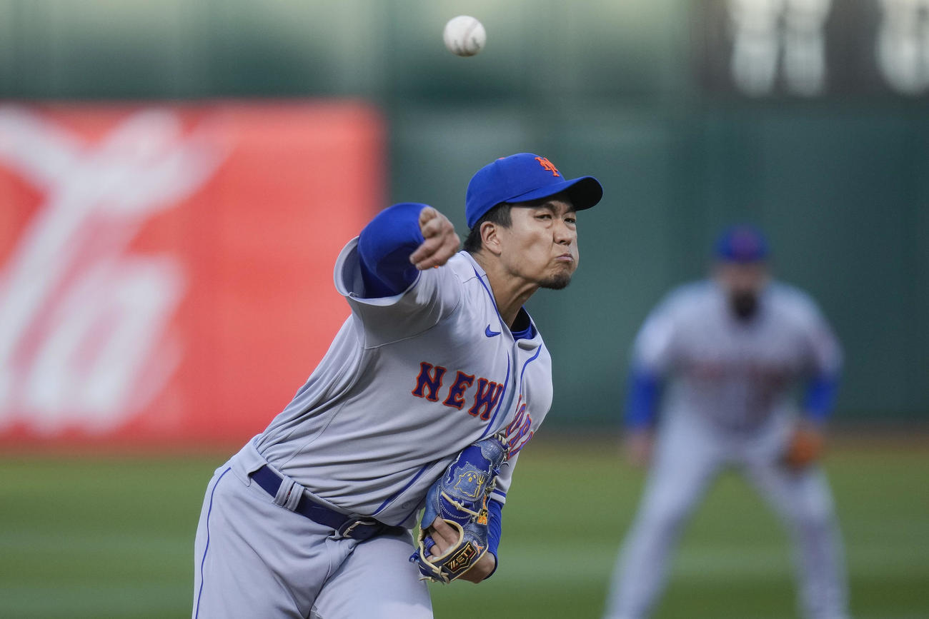 アスレチックス戦に先発したメッツ千賀滉大（AP）