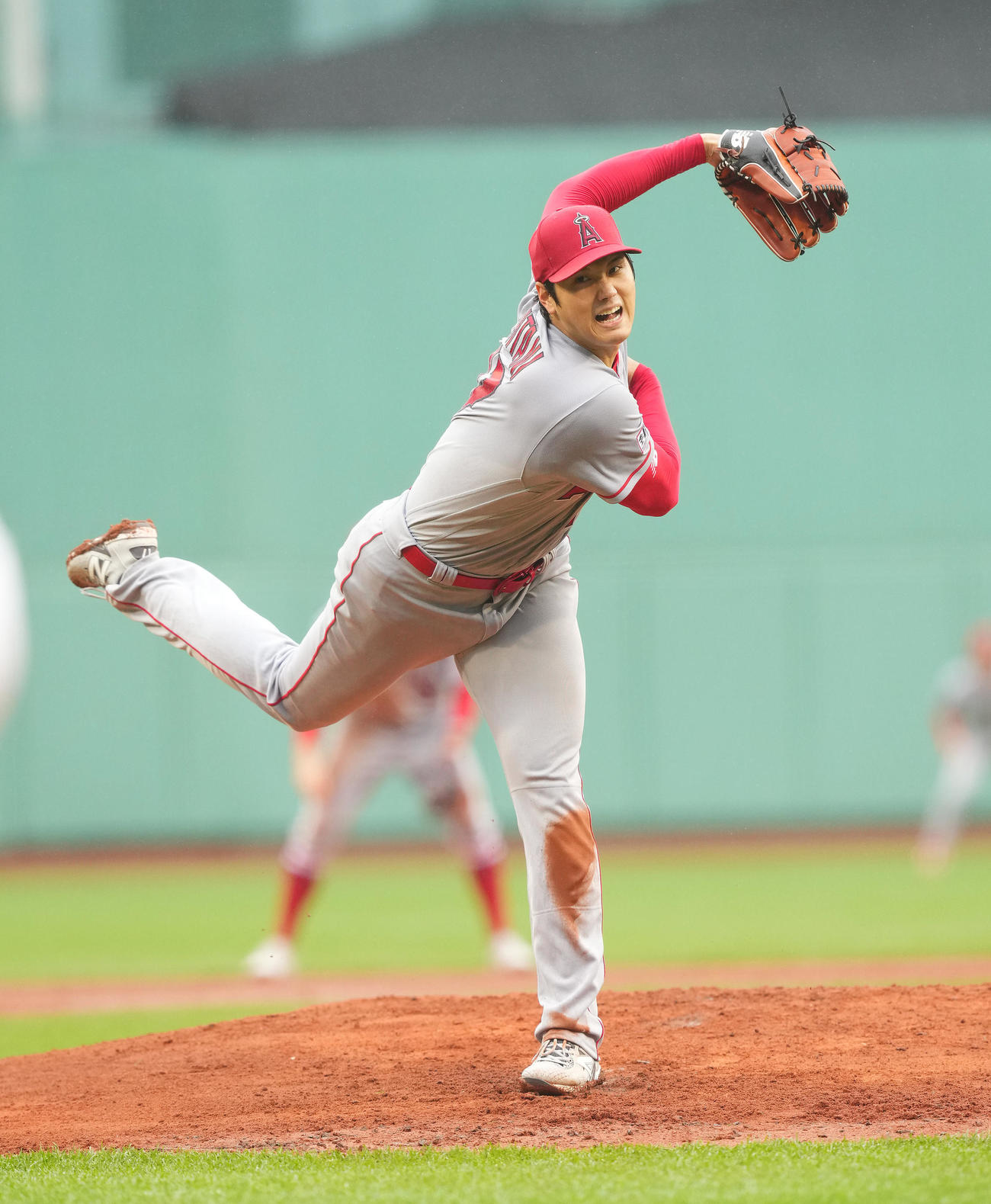 レッドソックス対エンゼルス　エンゼルス先発の大谷（撮影・菅敏）