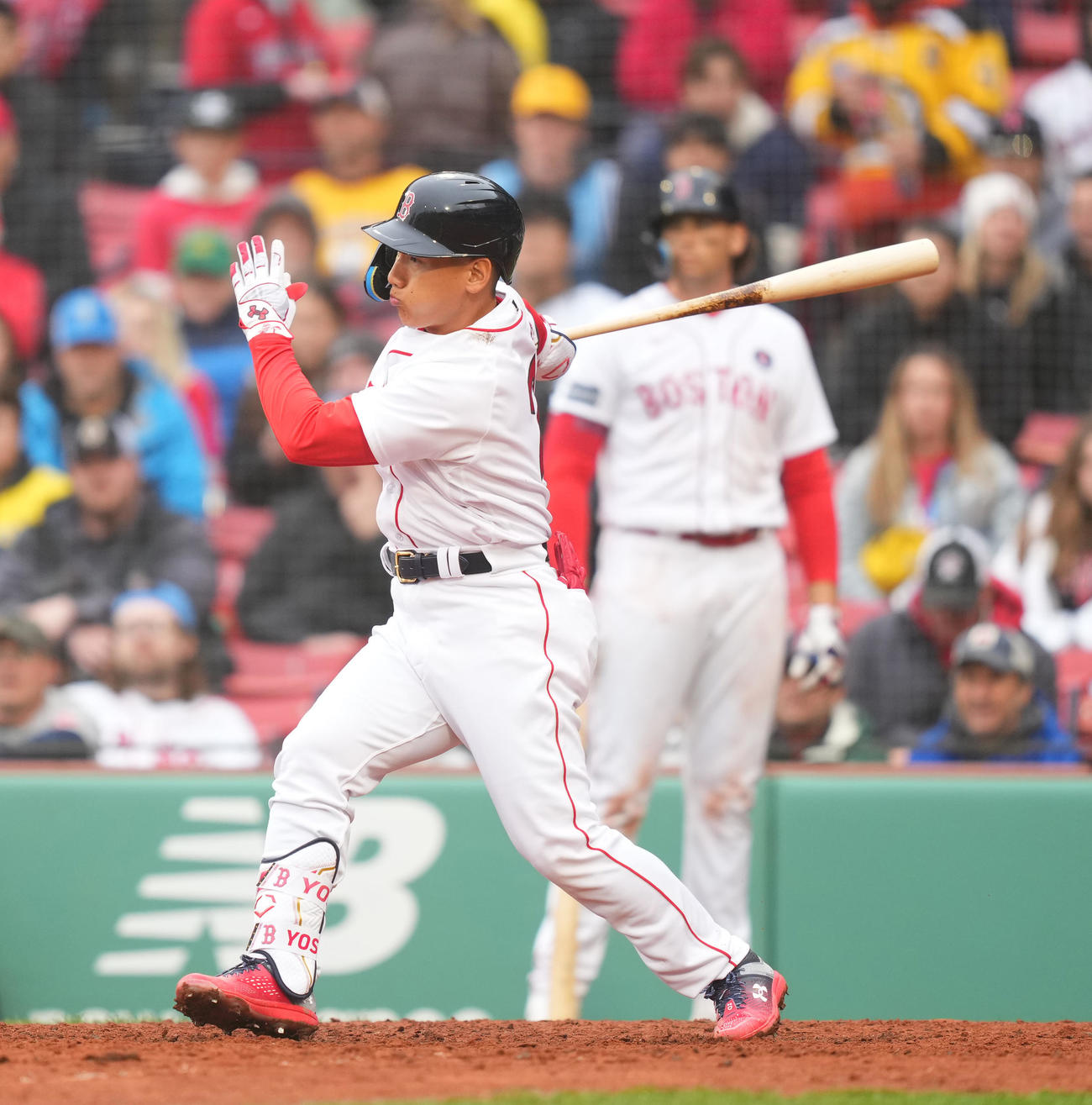 レッドソックス対エンゼルス　8回裏レッドソックス無死、二ゴロに倒れる吉田（撮影・菅敏）