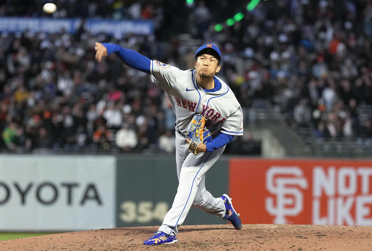 ジャイアンツ戦に先発したメッツ・千賀（ゲッティ＝共同）