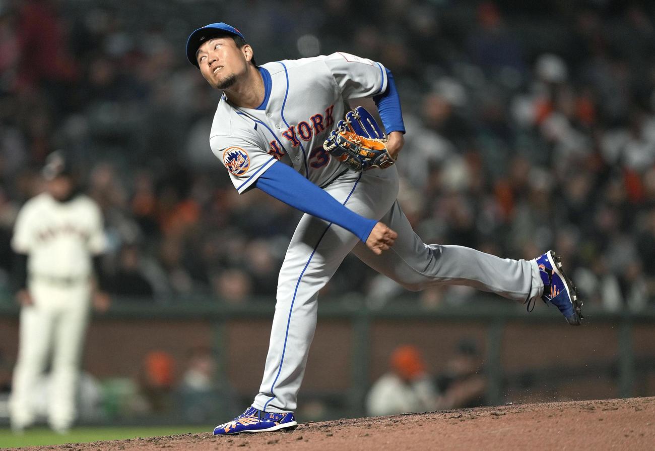ジャイアンツ戦に先発したメッツ千賀（ゲッティ＝共同）