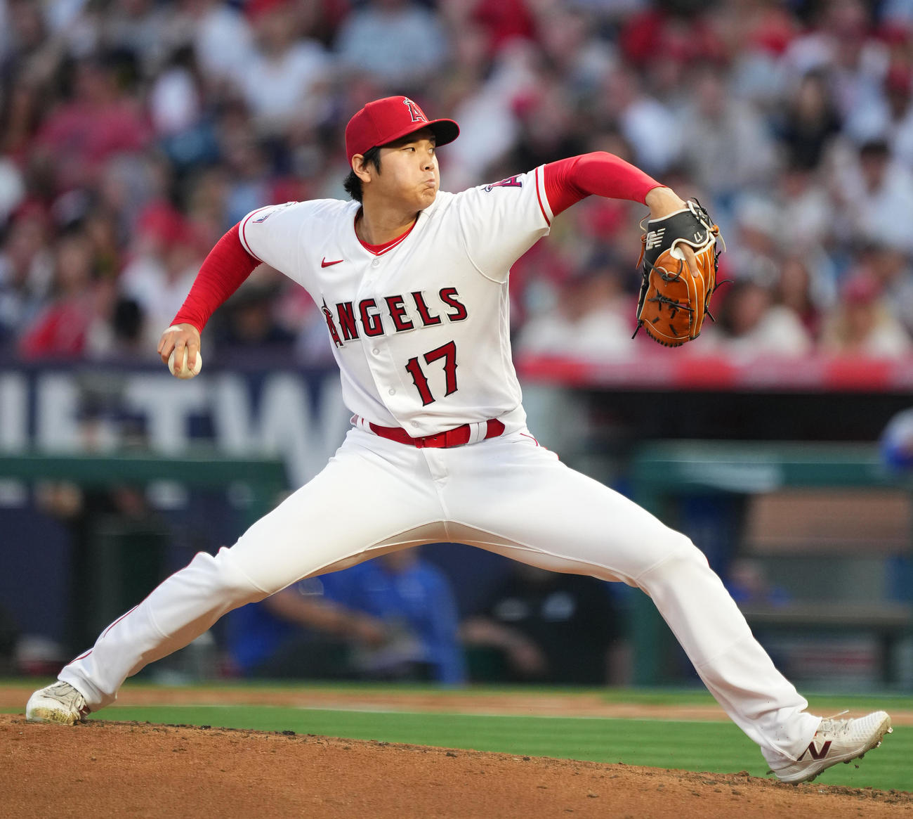 エンゼルス対ロイヤルズ　エンゼルス先発の大谷（撮影・菅敏）