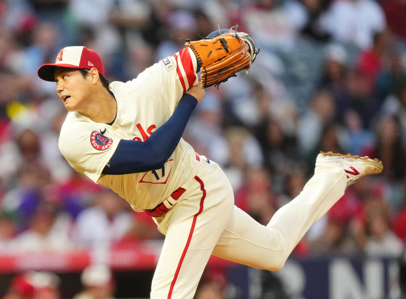エンゼルス対アストロズ　エンゼルス先発の大谷（撮影・菅敏）