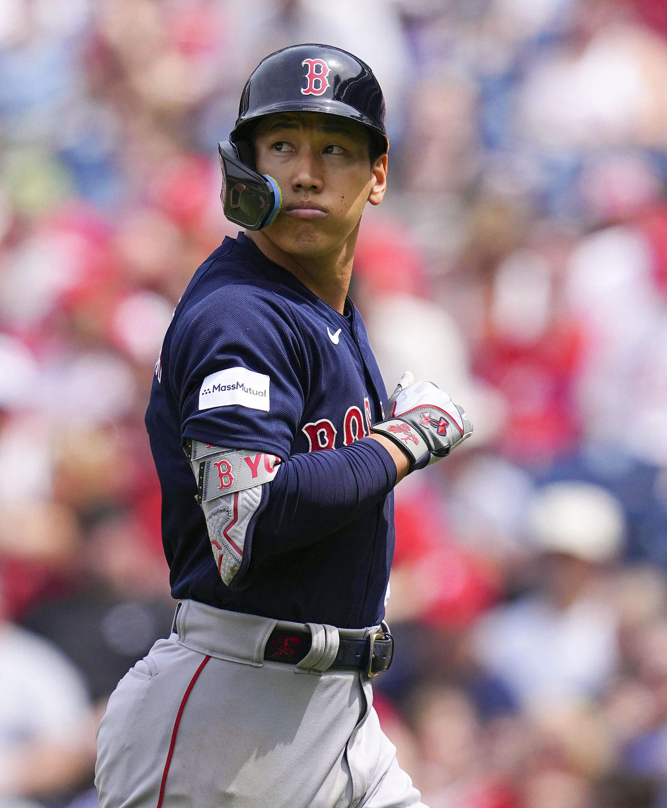 フィリーズ戦で4打数2安打だったレッドソックス・吉田。連続試合安打を16とした＝フィラデルフィア（ゲッティ＝共同）