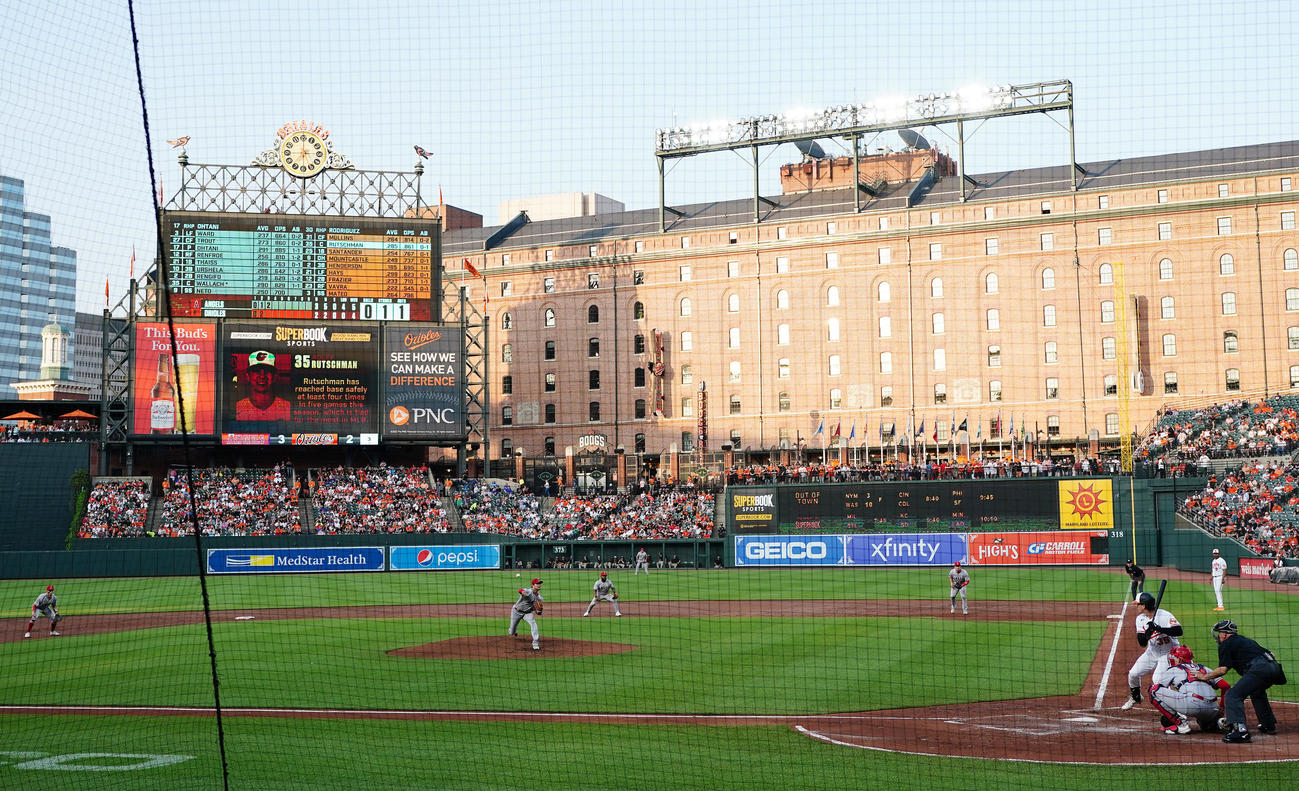 オリオールズ戦に先発し、力投するエンゼルス大谷（撮影・菅敏）