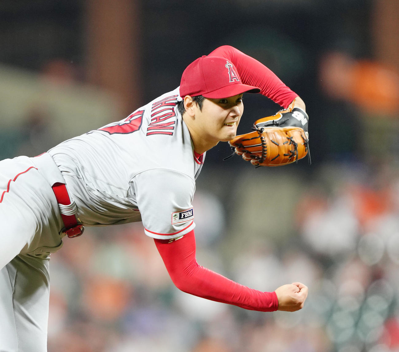オリオールズ対エンゼルス　エンゼルス先発の大谷（撮影・菅敏）