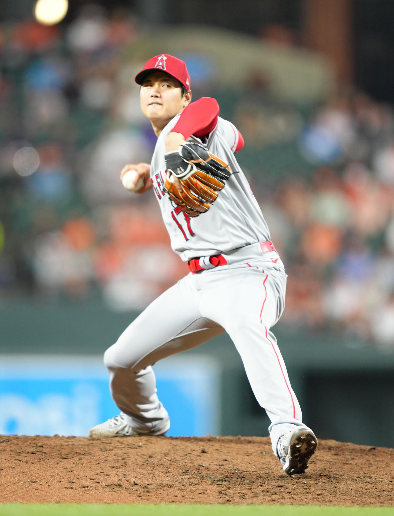 オリオールズ対エンゼルス　エンゼルス先発の大谷（撮影・菅敏）