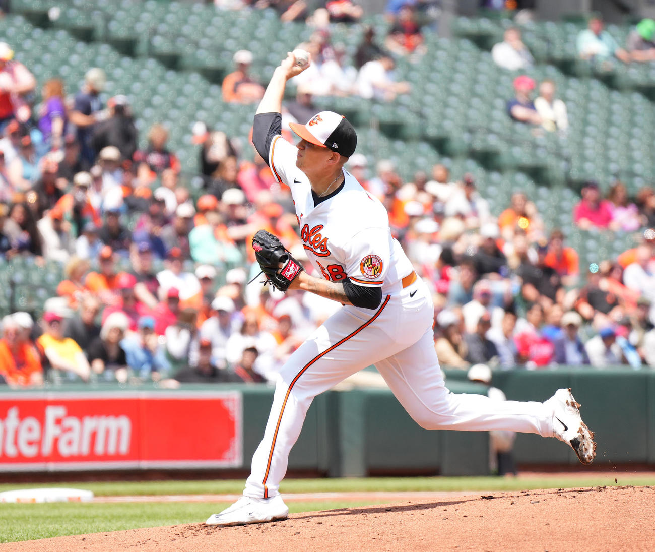 オリオールズ対エンゼルス　オリオールズ先発のウェルズ（撮影・菅敏）