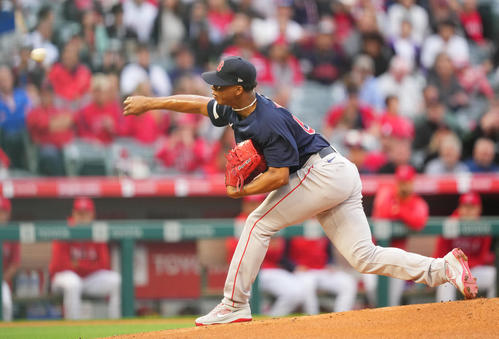 エンゼルス対レッドソックス　レッドソックス先発のベロ（撮影・菅敏）