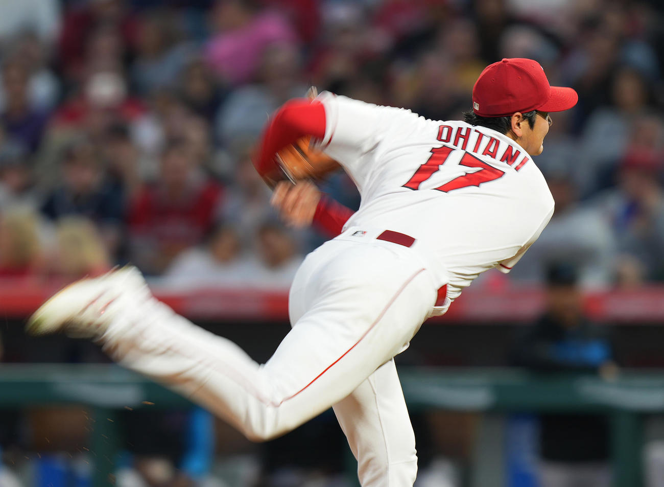 エンゼルス対マーリンズ　エンゼルス先発の大谷（撮影・菅敏）