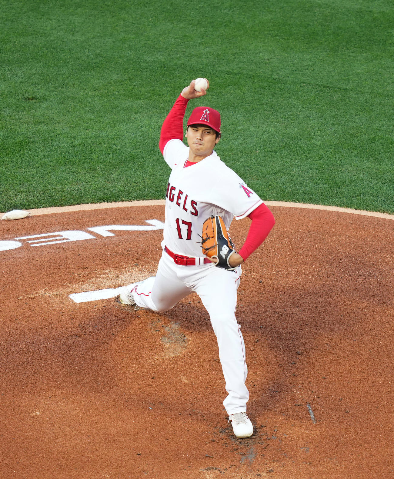 エンゼルス対マーリンズ　エンゼルス先発の大谷（撮影・菅敏）