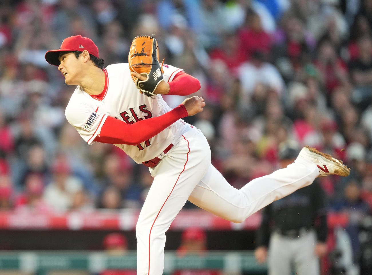 エンゼルス対マーリンズ　エンゼルス先発の大谷（撮影・菅敏）
