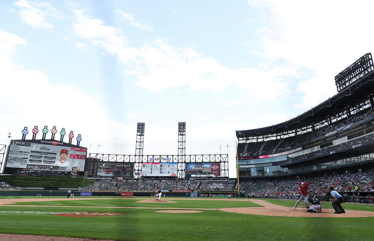 ホワイトソックス対エンゼルス　7回表エンゼルス無死、打席に入る大谷（撮影・前田充）