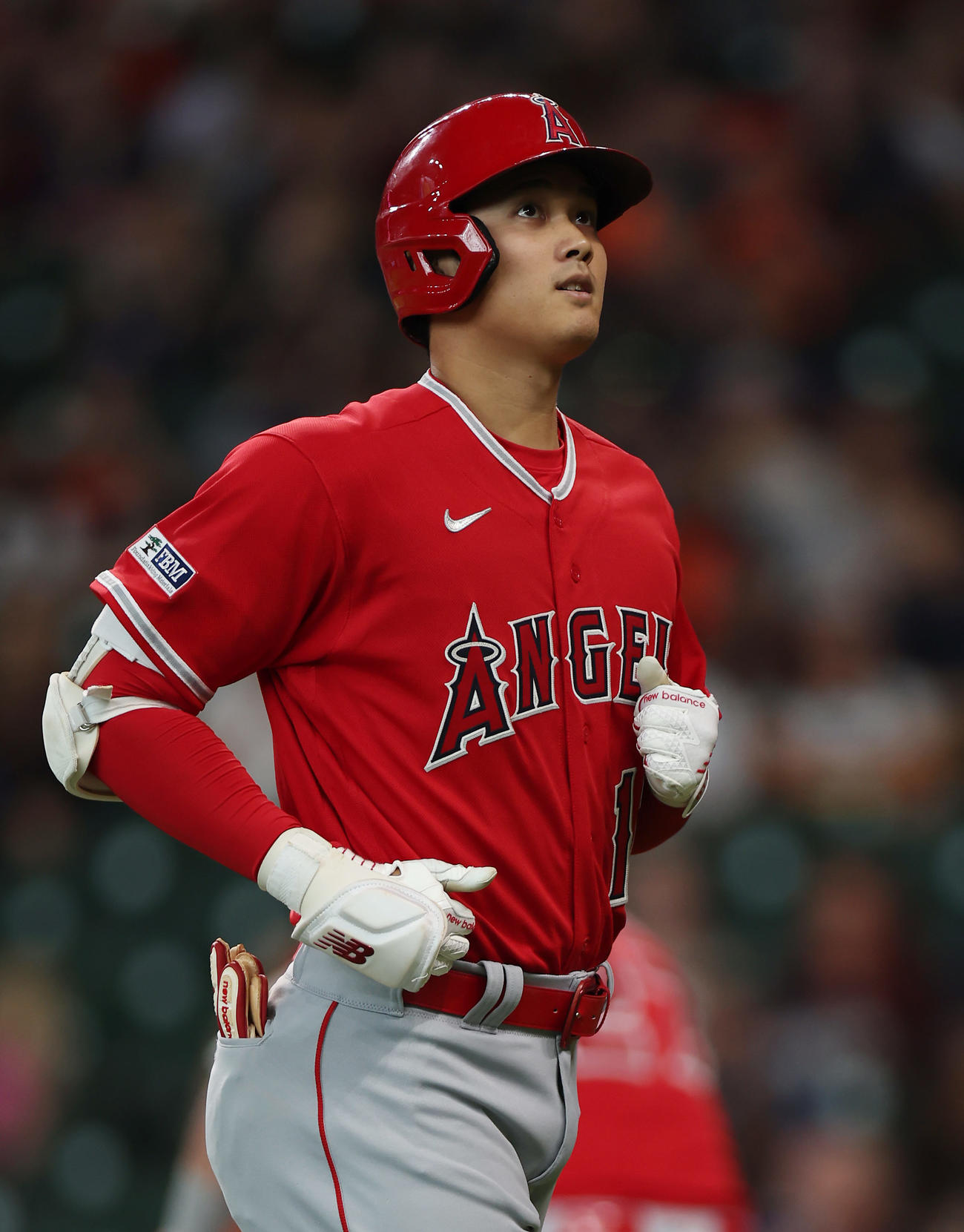 アストロズ対エンゼルス　1回表エンゼルス無死、左飛に倒れた大谷（撮影・前田充）