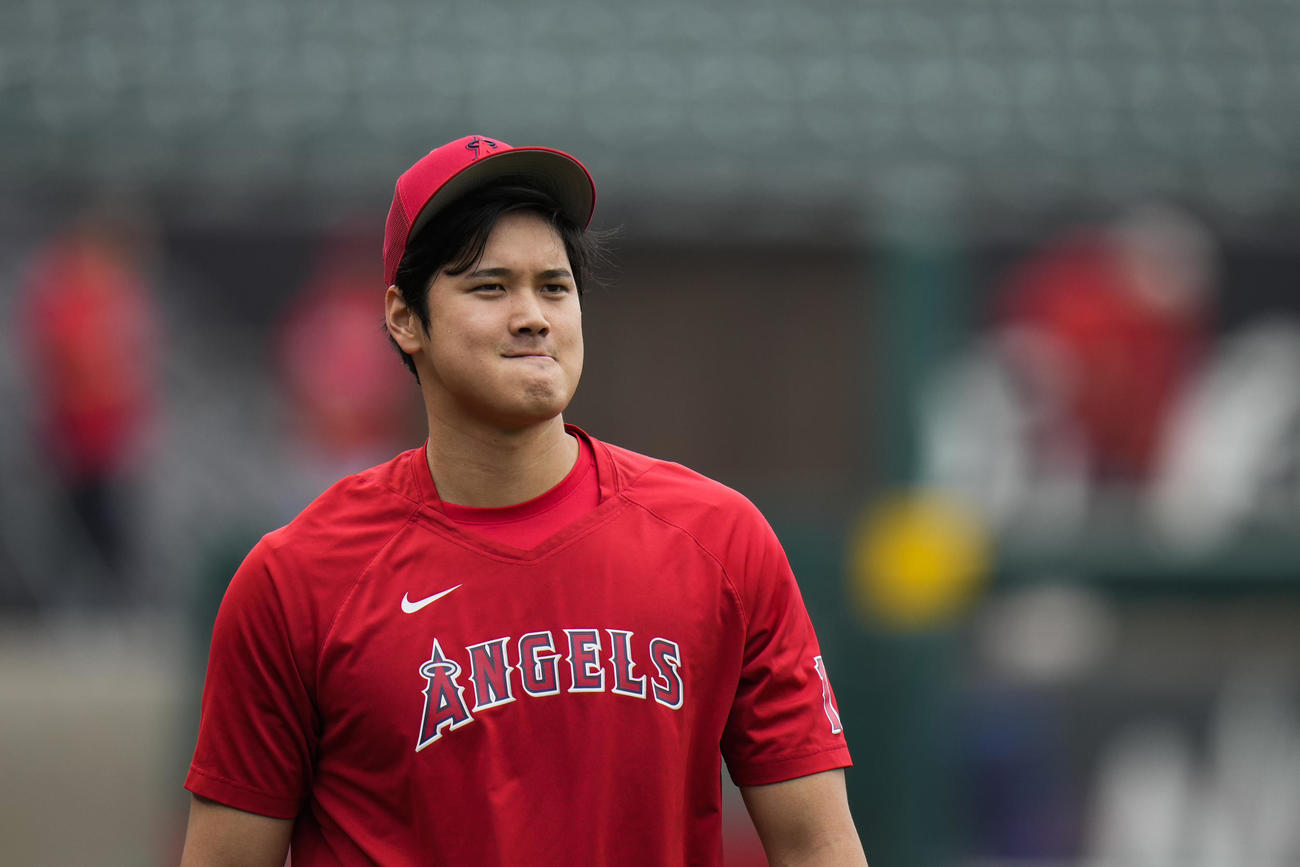エンゼルス対カブス　エンゼルス大谷翔平（AP）