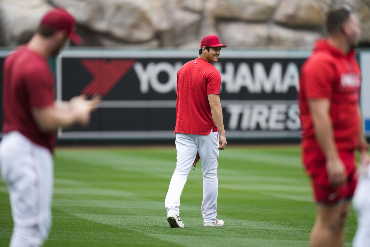 エンゼルス対カブス　エンゼルス大谷翔平（AP）