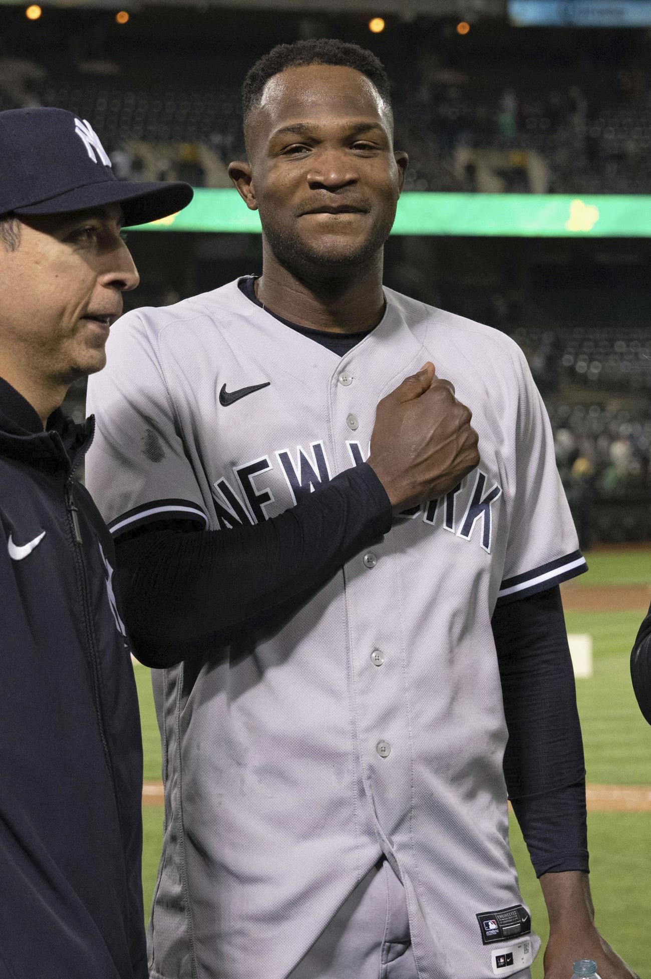 アスレチックス戦で完全試合を達成したヤンキースのヘルマン（USAトゥデー・ロイター＝共同）