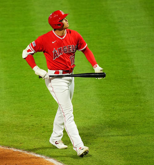 エンゼルス対ヤンキース　9回裏エンゼルス無死、空振り三振に倒れる大谷（撮影・垰建太）