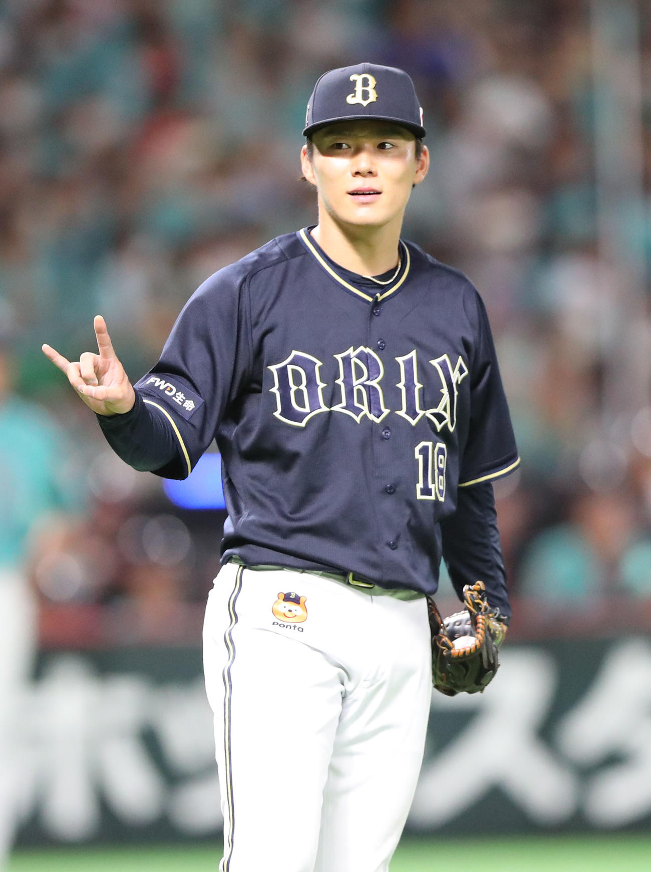 15日、ソフトバンク対オリックス　9勝目を飾った山本（撮影・梅根麻紀）