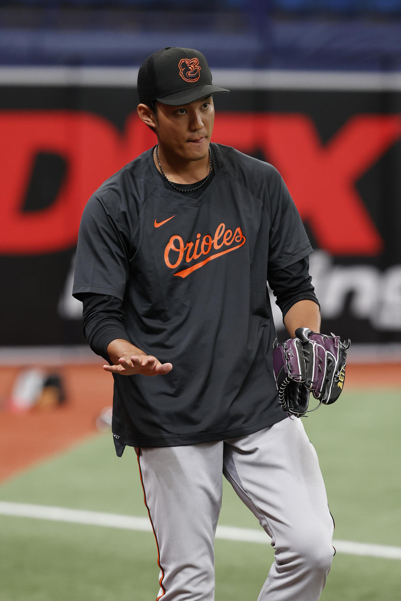 試合前練習に臨むオリオールズ藤浪晋太郎（AP）