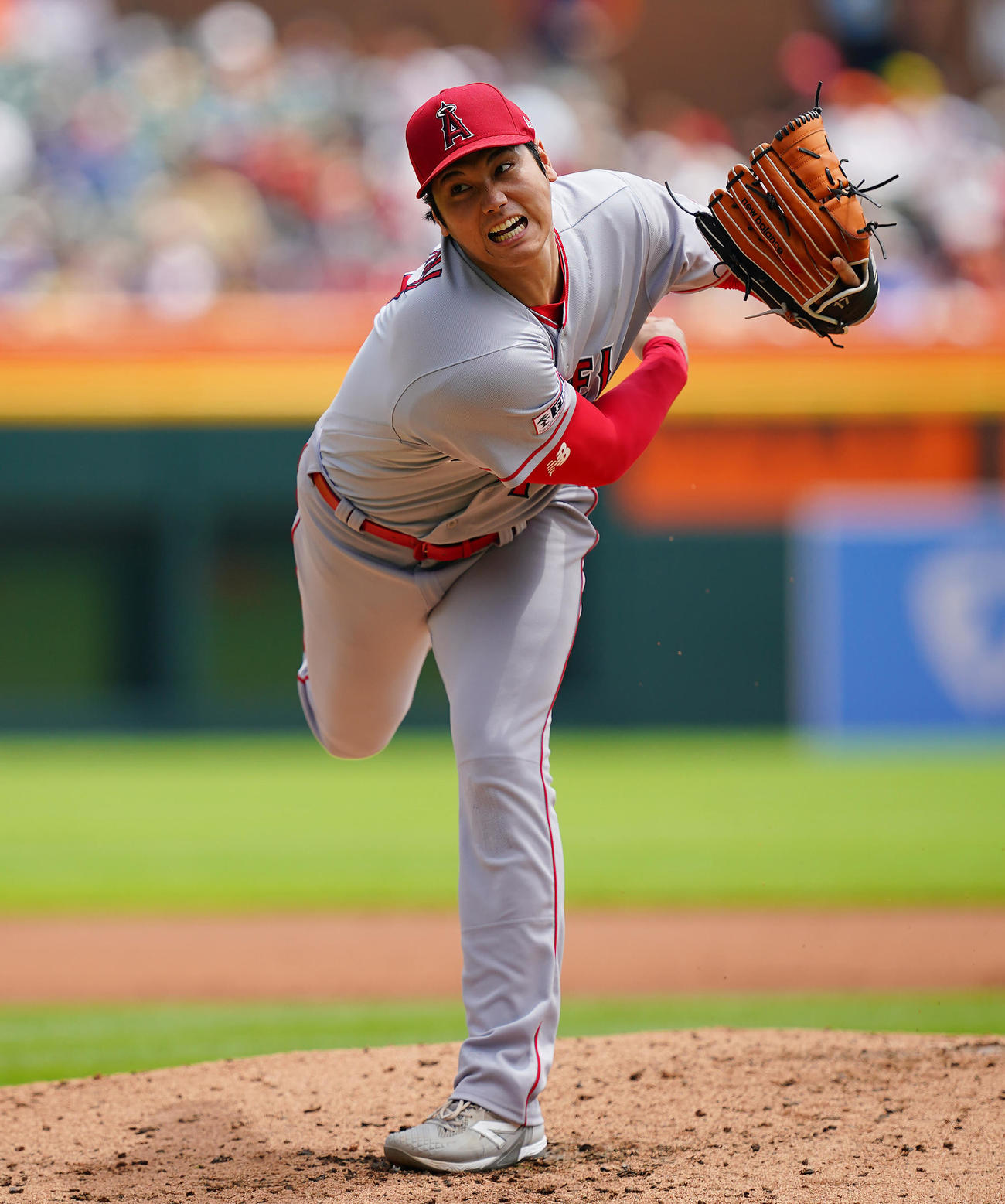 タイガース対エンゼルス・第1試合　力投するエンゼルス先発の大谷（撮影・垰建太）