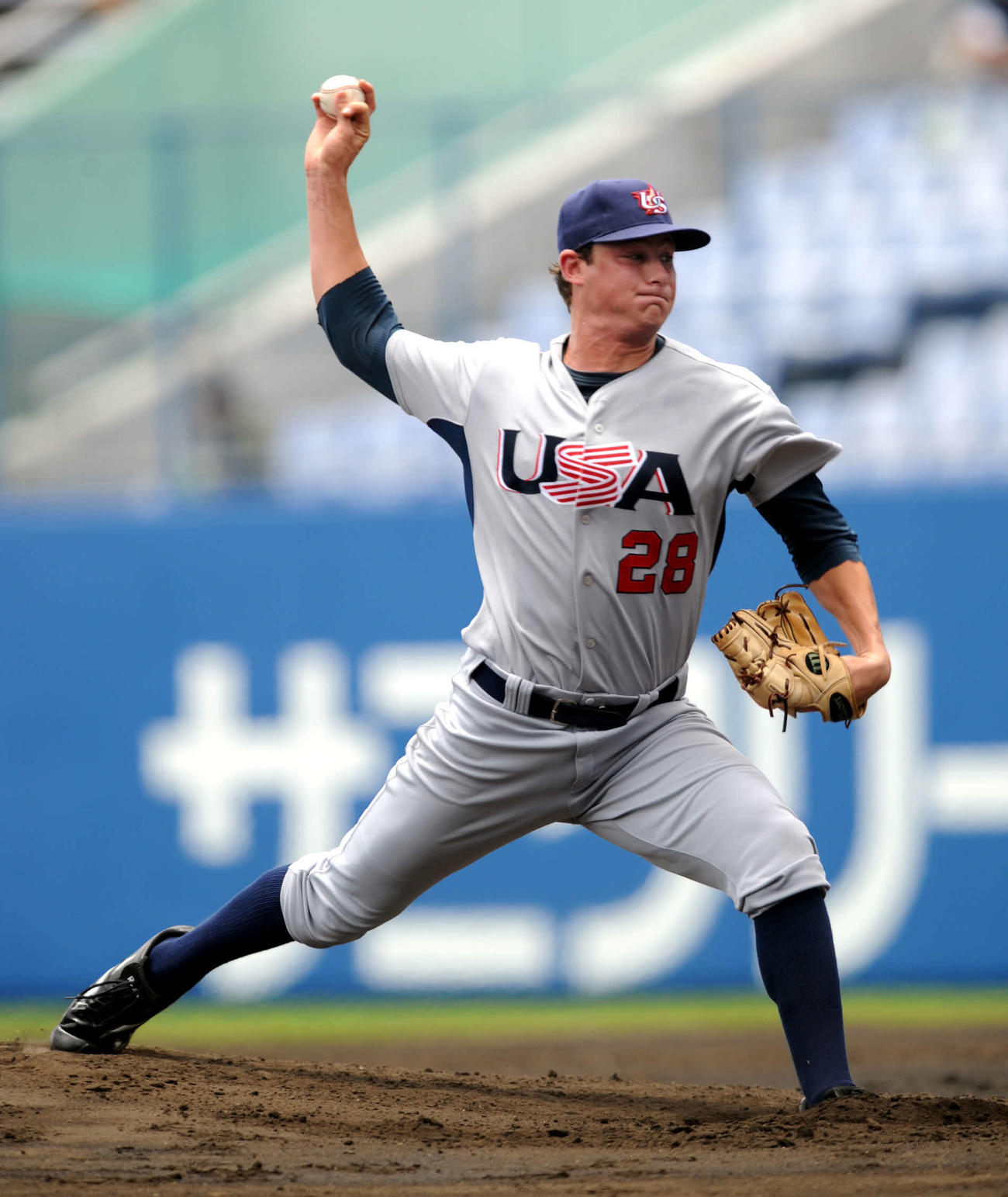 日米大学野球第1戦　日本対米国　第1戦先発のゲリット・コールは7回を投げ2安打無失点の好投を見せた（09年07月12日撮影）
