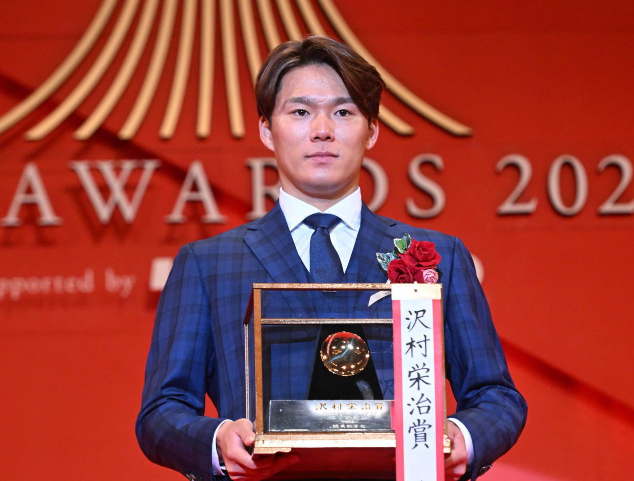 沢村栄治賞を受賞した山本由伸（2023年11月28日撮影）