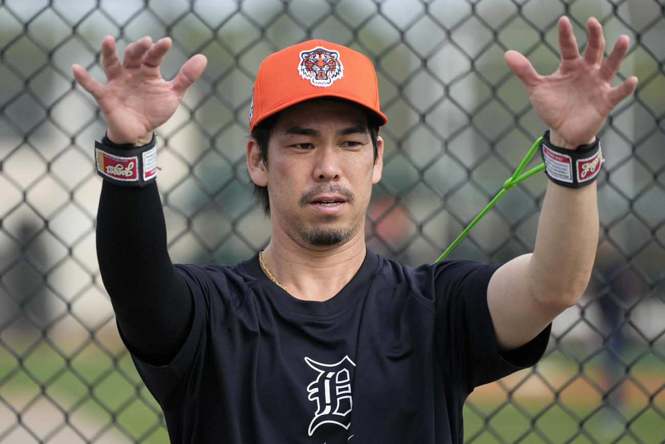 トレーニングするタイガース前田健太（AP）