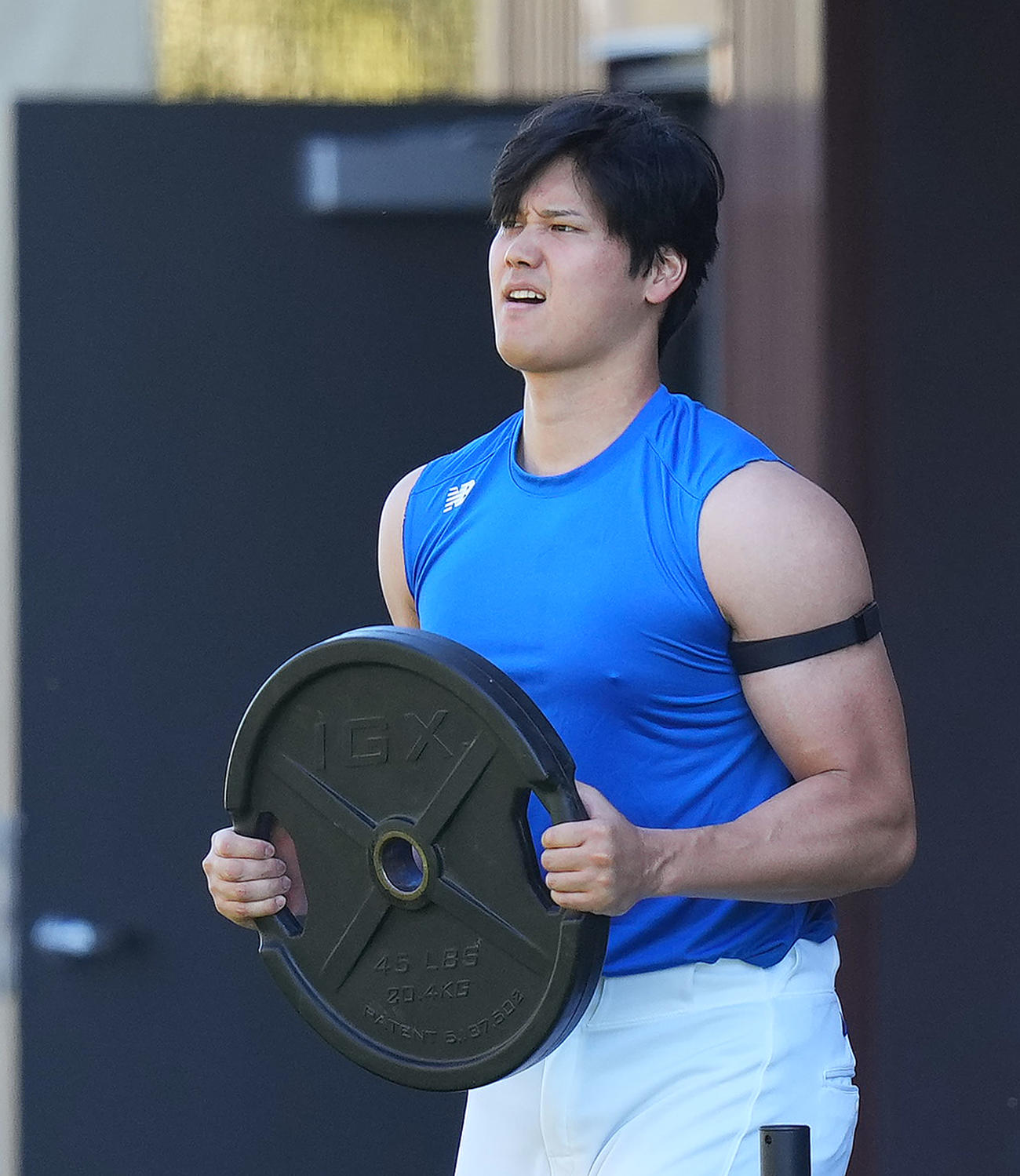 黙々とトレニングをするドジャース大谷（撮影・菅敏）
