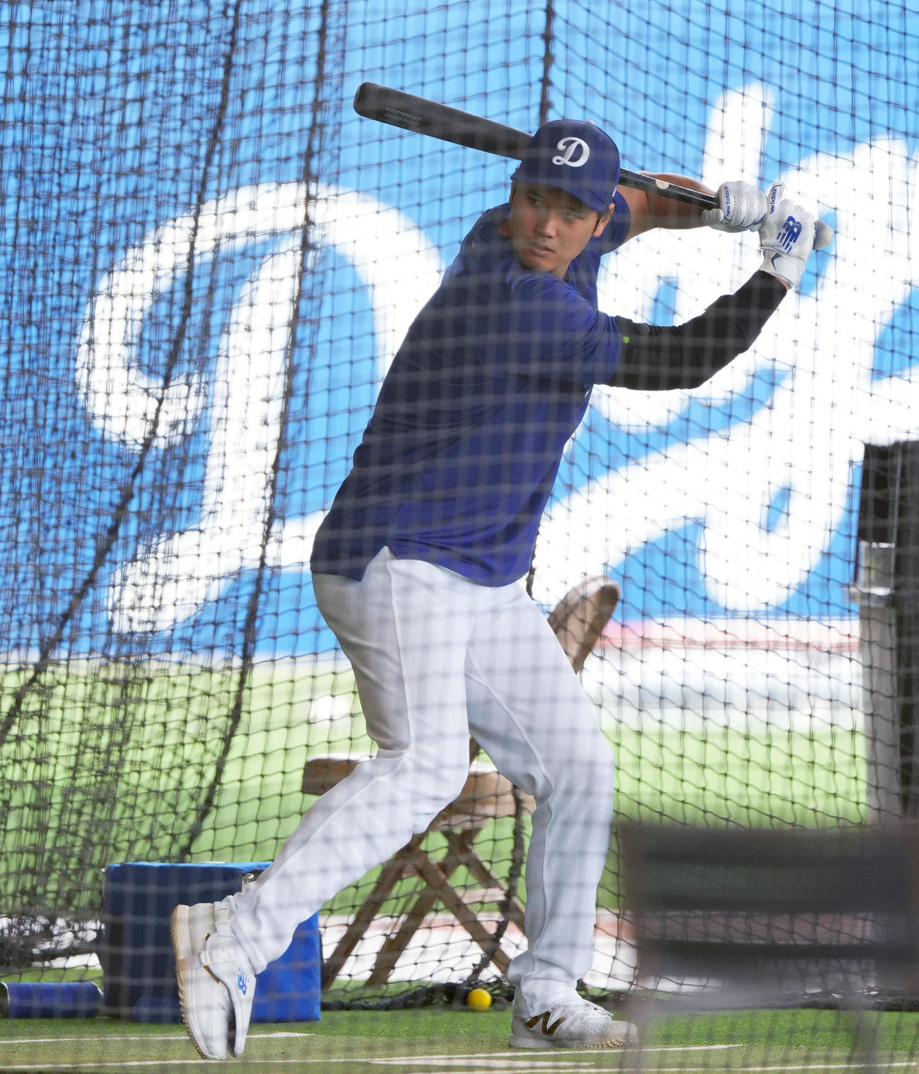 打撃練習をするドジャース大谷（撮影・菅敏）