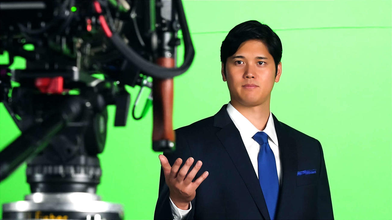 ECCブランドアンバサダーのドジャース大谷の新テレビCM「未来へ、翔（はばた）け。」編のメイキング撮影風景
