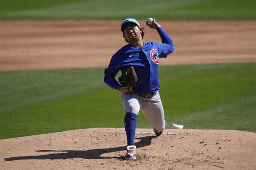 ドジャース戦に先発したカブス今永(AP)