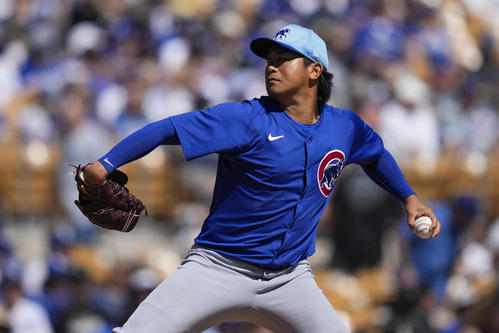 ドジャース戦に先発したカブス今永(AP)