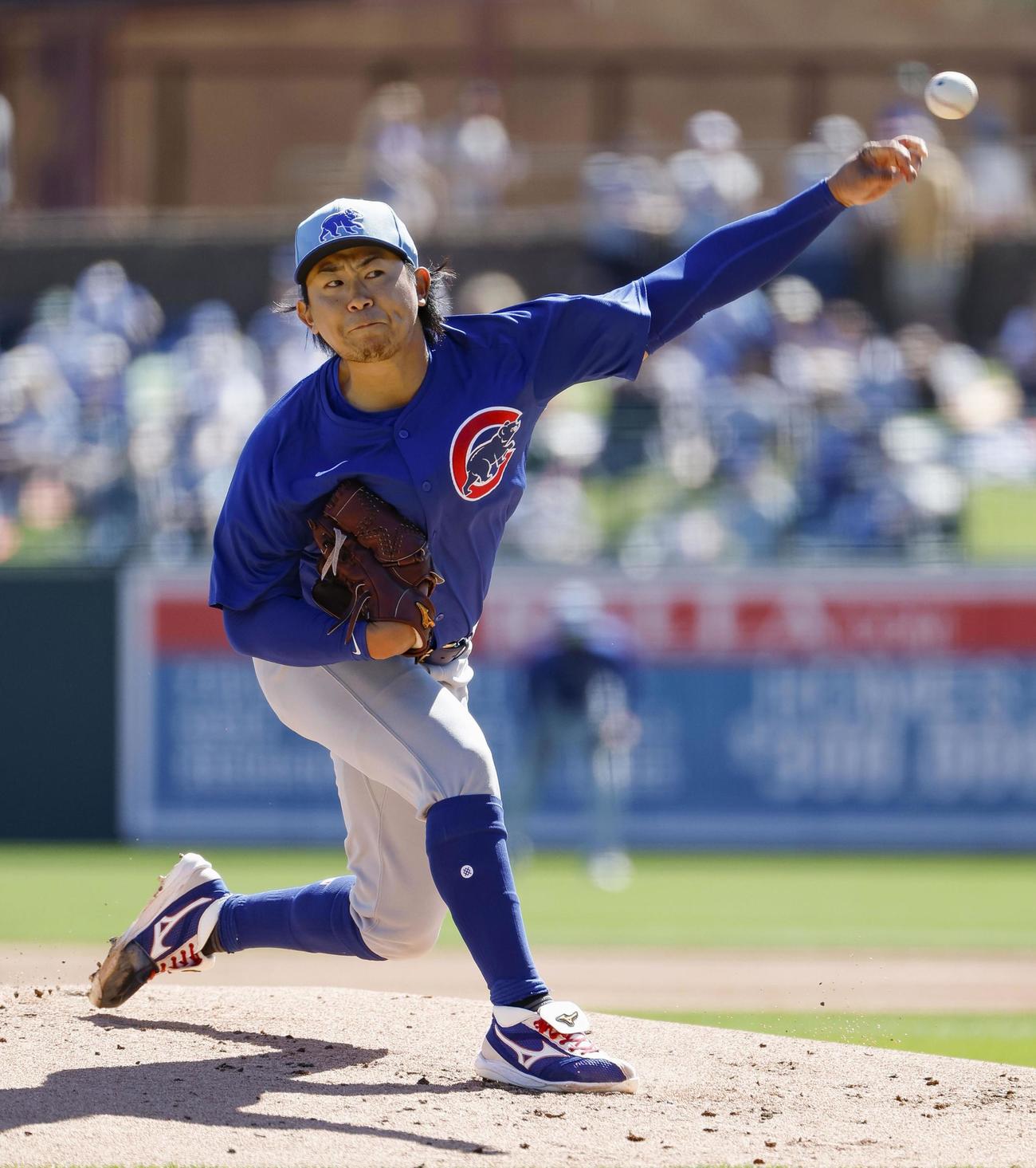 ドジャース戦に先発でオープン戦初登板し、2回 1／3 を3安打3失点、5三振だったカブス・今永＝グレンデール（共同）