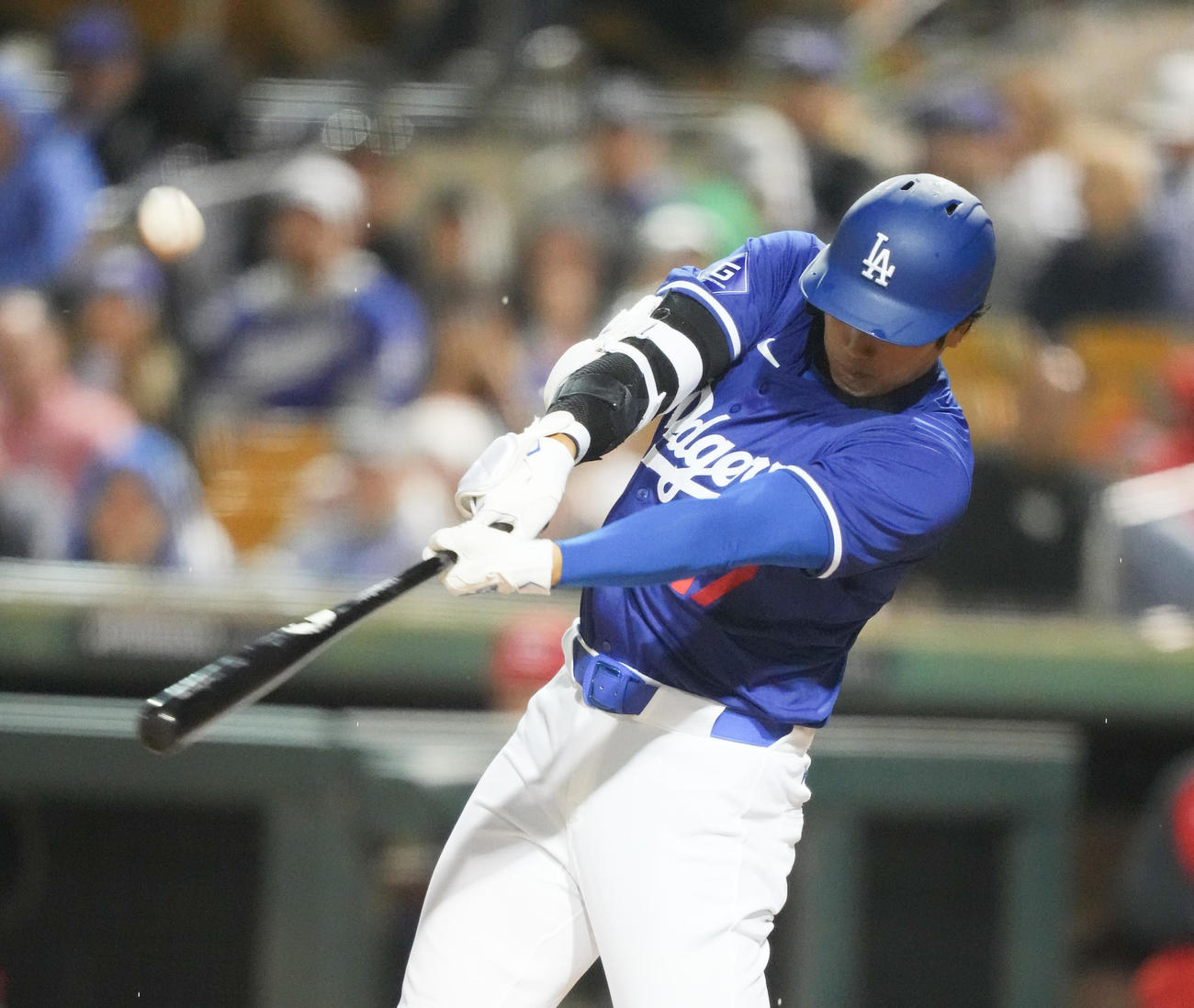 ドジャース対レッズ　4回裏ドジャース1死、左飛に倒れる大谷（撮影・菅敏）