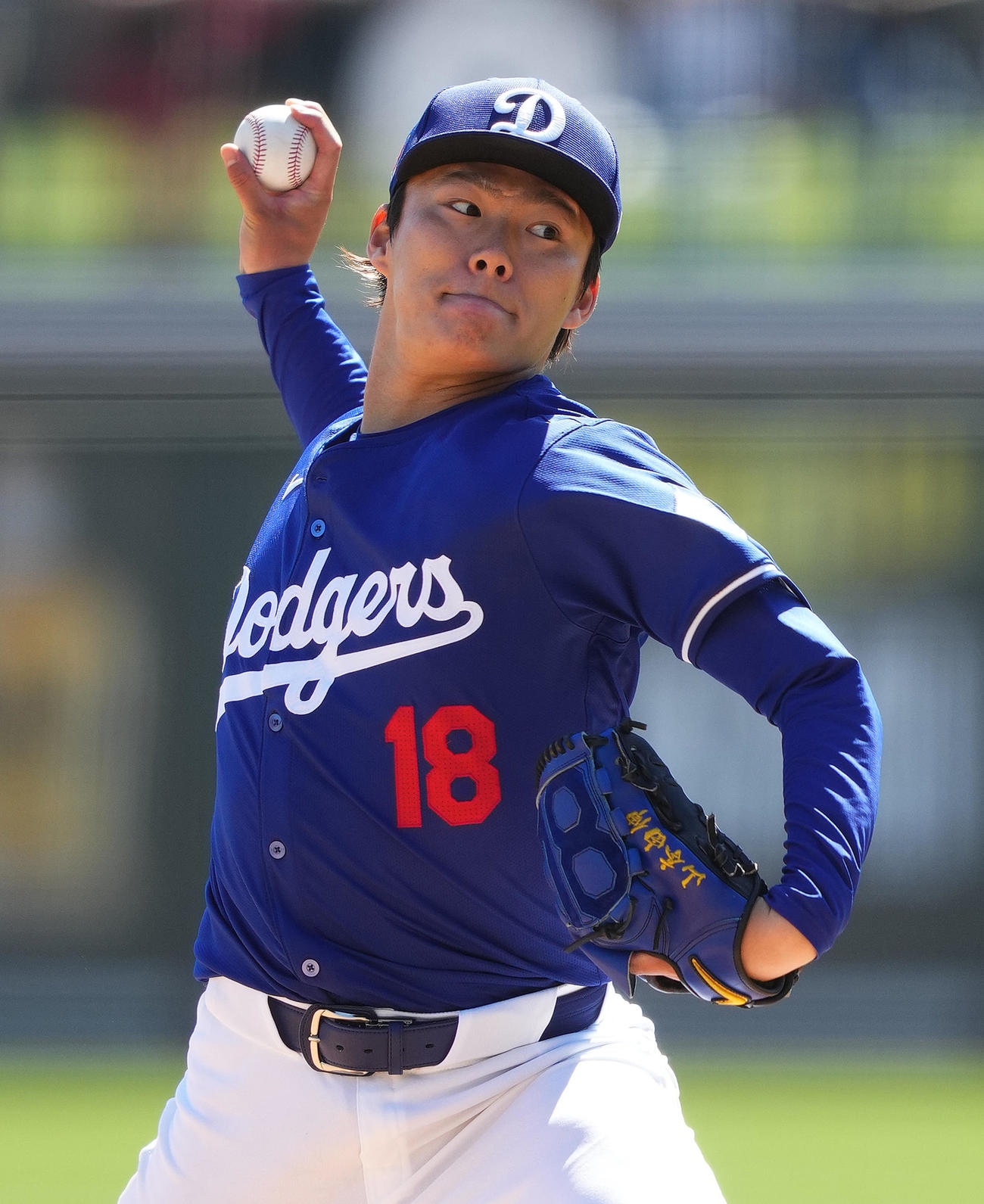 マリナーズ戦に先発し、力投するドジャース山本（撮影・菅敏）