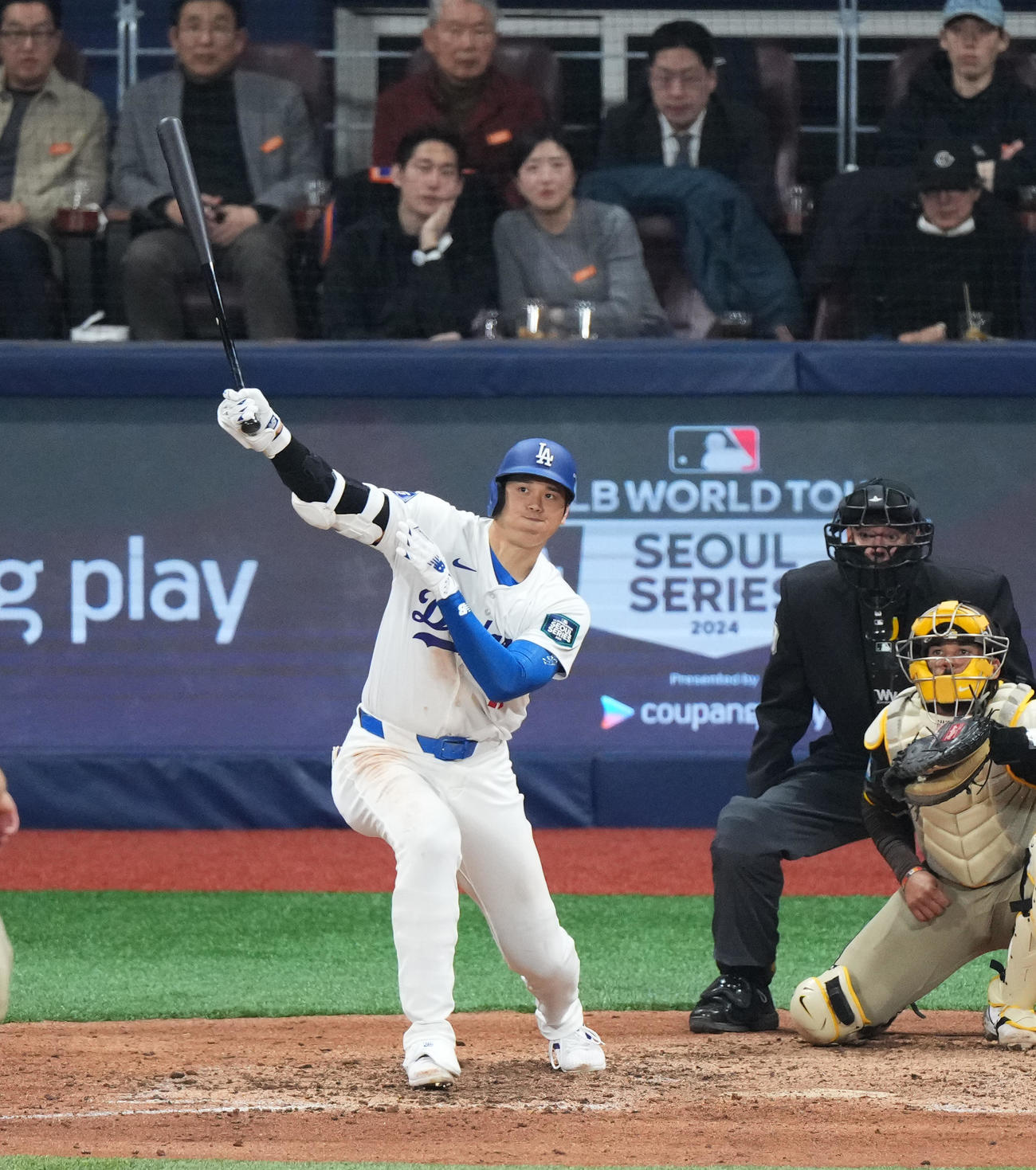 ドジャース対パドレス　5回裏ドジャース1死、大谷は右飛に倒れる（撮影・菅敏）