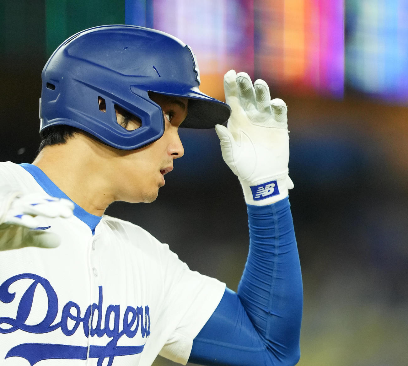 ドジャース対カージナルス　7回裏ドジャース無死二塁、右飛に倒れる大谷（撮影・菅敏）