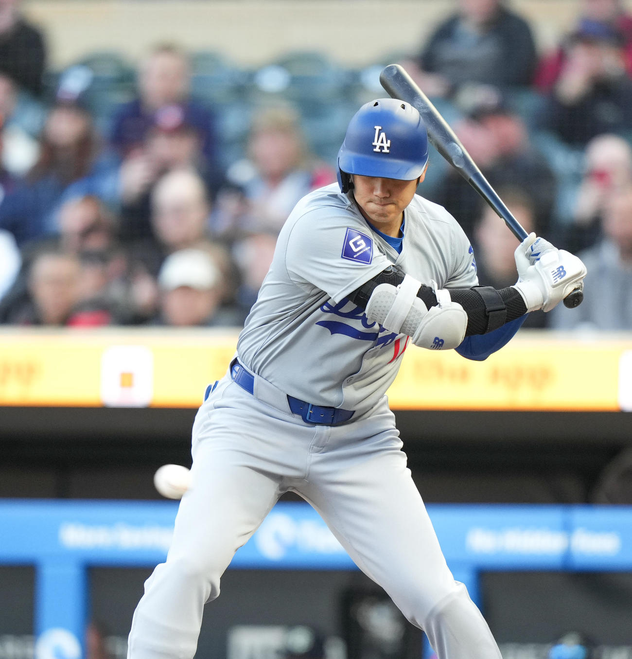 ツインズ対ドジャース　1回表ドジャース無死一塁、見逃しの三振に倒れる大谷（撮影・菅敏）
