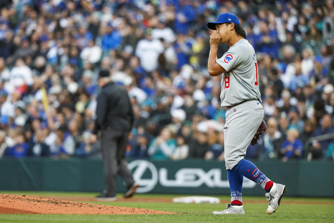 2回に失点したカブス先発の今永昇太（ロイター＝USA TODAY Sports）