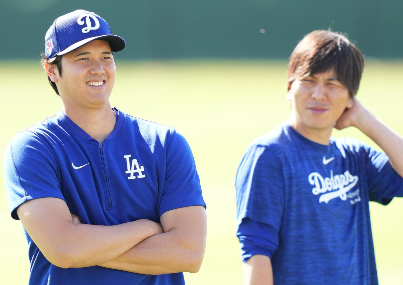 ドジャース大谷翔平と水原一平容疑者（2024年3月12日撮影）