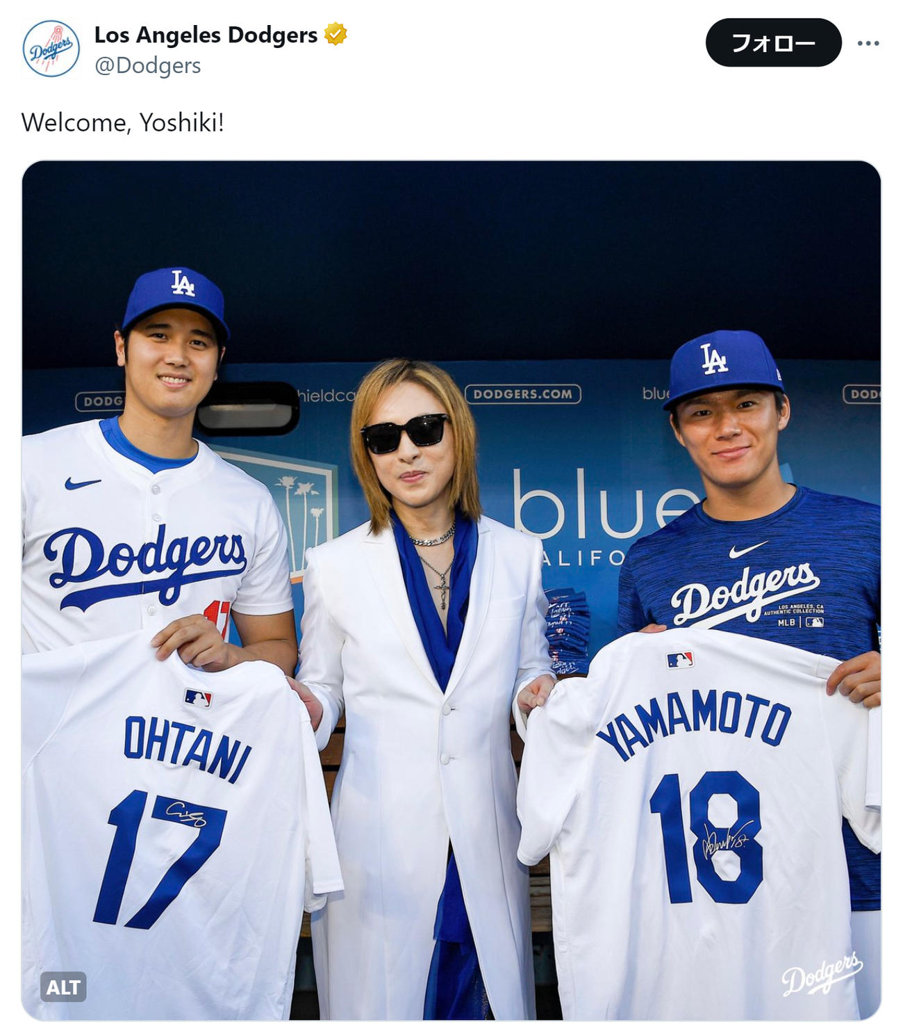 ドジャースのXから