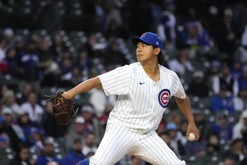 マーリンズ戦で力投するカブス今永（AP）